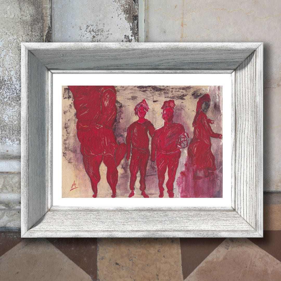 Posters, Prints, & Visual Artwork People In Red Abstract Expressionism Art: "Race"