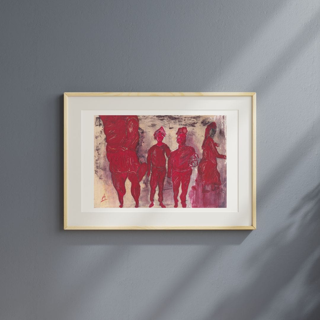 Posters, Prints, & Visual Artwork People In Red Abstract Expressionism Art: "Race"