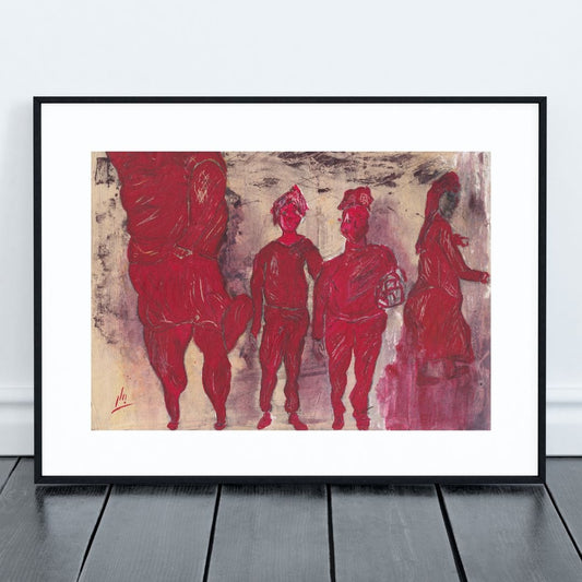 Posters, Prints, & Visual Artwork People In Red Abstract Expressionism Art: "Race"