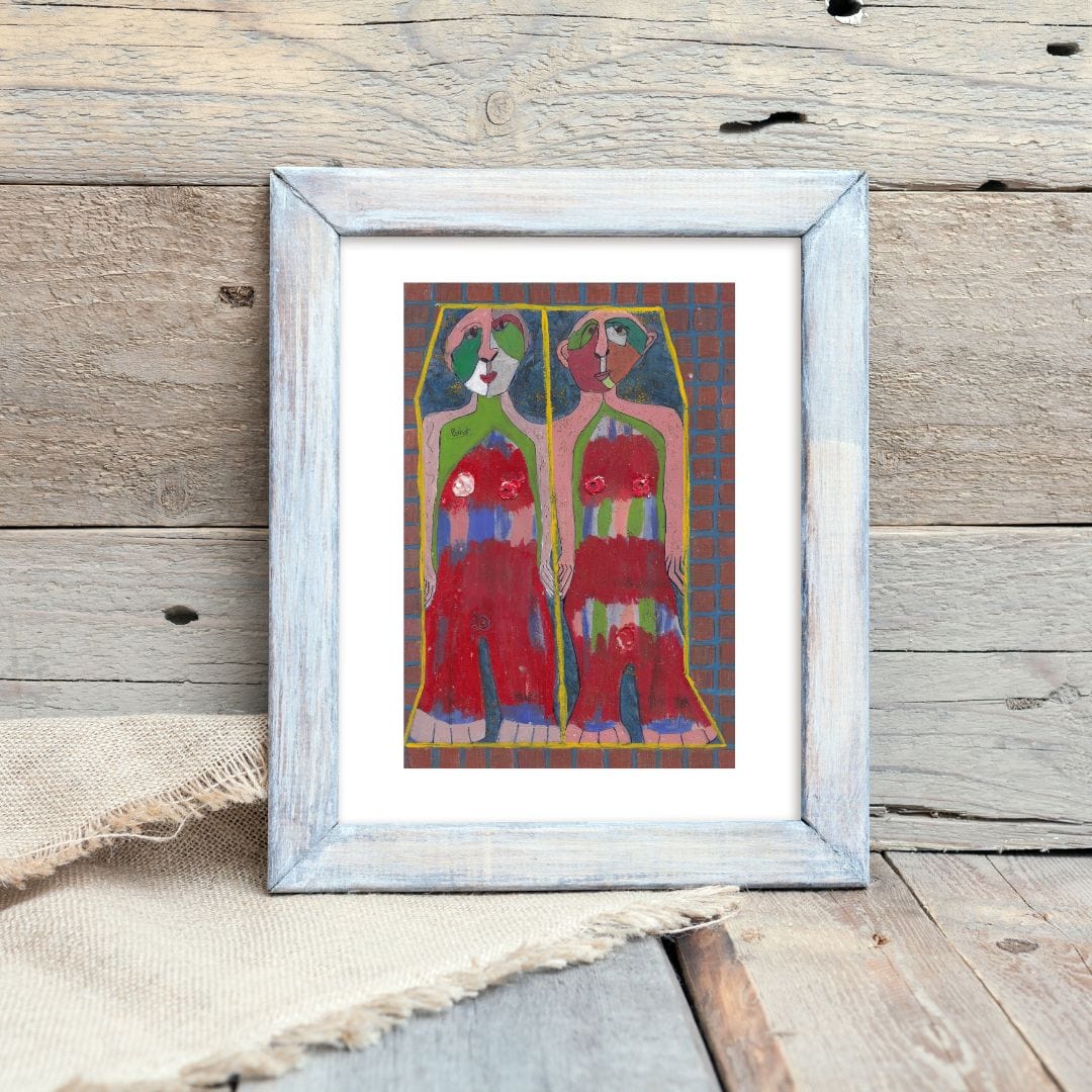 Posters, Prints, & Visual Artwork Playful Twins Expressionist Art: "Rosie and Rosa"