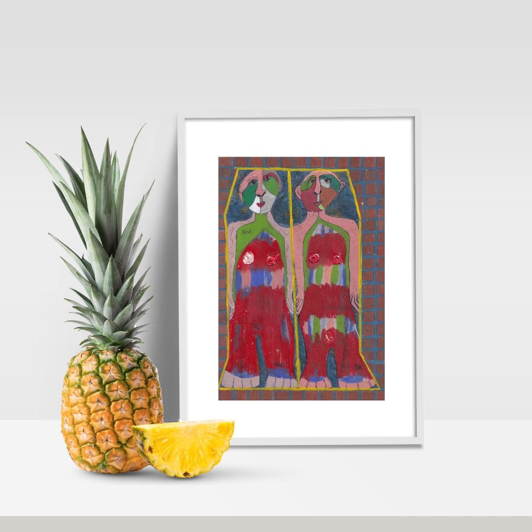 Posters, Prints, & Visual Artwork Playful Twins Expressionist Art: "Rosie and Rosa"