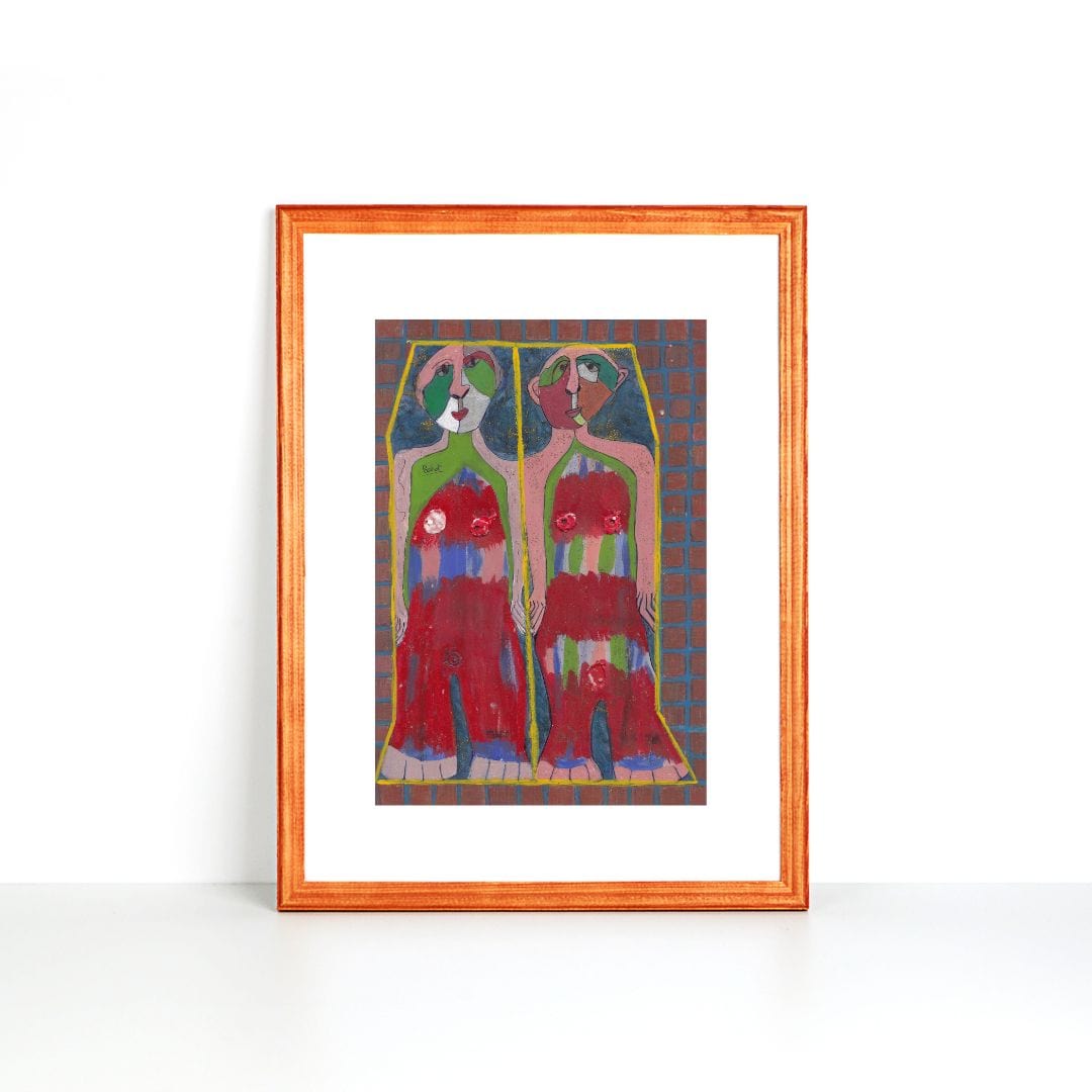 Posters, Prints, & Visual Artwork Playful Twins Expressionist Art: "Rosie and Rosa"