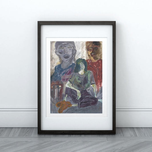 Posters, Prints, & Visual Artwork Spooky Expressionist Abstract Wall Art: "Family"