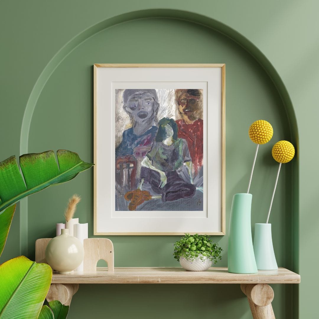 Posters, Prints, & Visual Artwork Spooky Expressionist Abstract Wall Art: "Family"