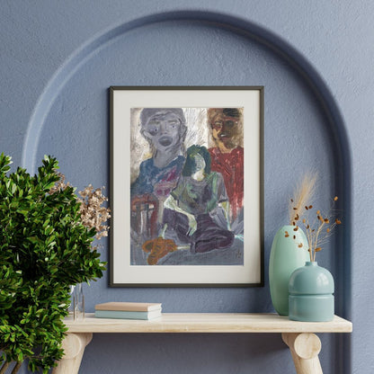 Posters, Prints, & Visual Artwork Spooky Expressionist Abstract Wall Art: "Family"