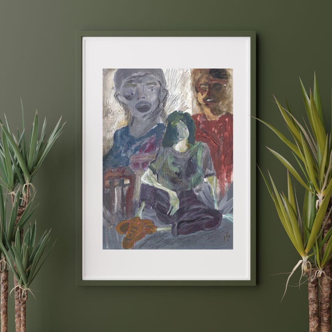 Posters, Prints, & Visual Artwork Spooky Expressionist Abstract Wall Art: "Family"