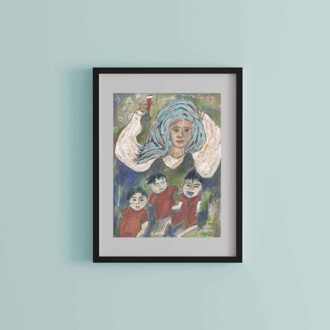 Posters, Prints, & Visual Artwork Triplets Mom Figurative Painting: "Drunk Mother"