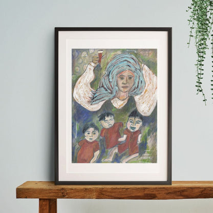 Posters, Prints, & Visual Artwork Triplets Mom Figurative Painting: "Drunk Mother"