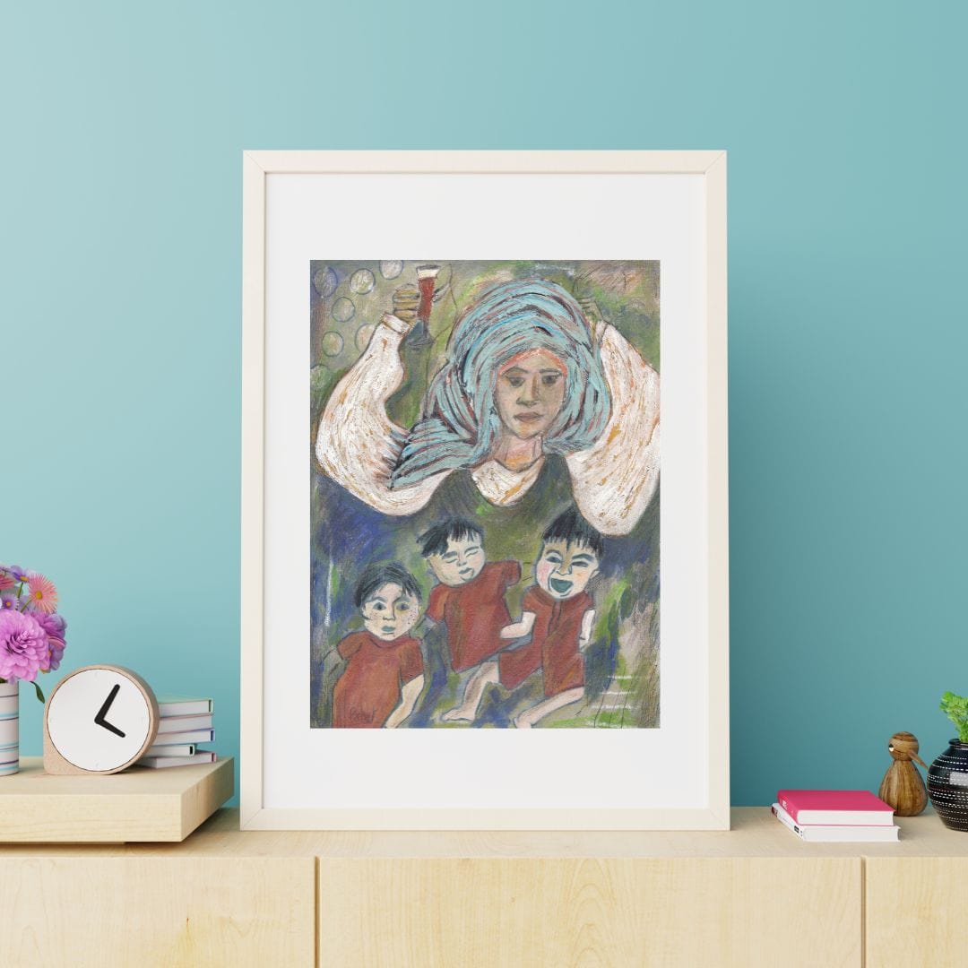 Posters, Prints, & Visual Artwork Triplets Mom Figurative Painting: "Drunk Mother"