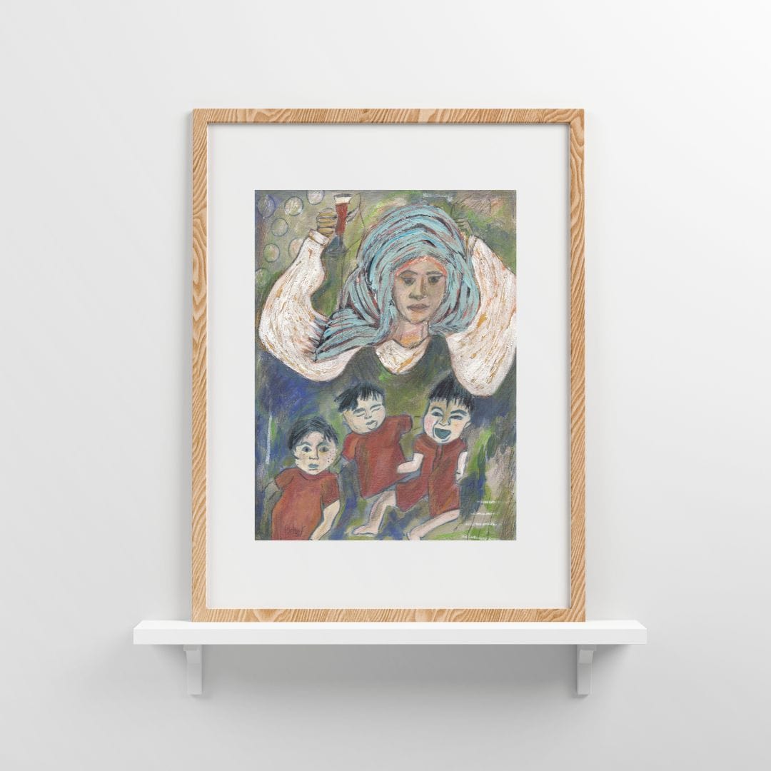 Posters, Prints, & Visual Artwork Triplets Mom Figurative Painting: "Drunk Mother"