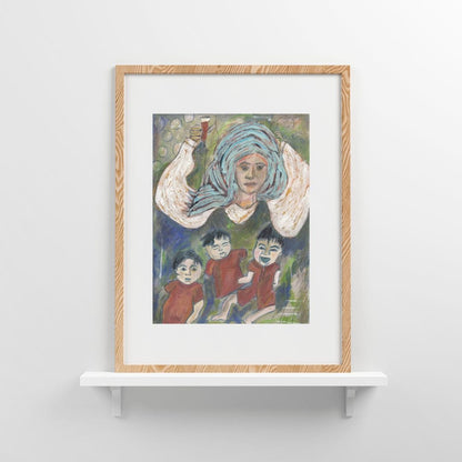 Posters, Prints, & Visual Artwork Triplets Mom Figurative Painting: "Drunk Mother"