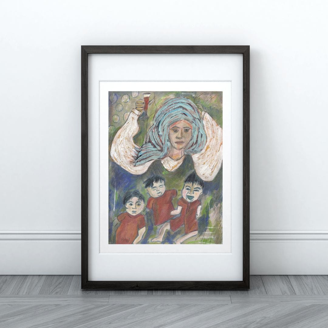 Posters, Prints, & Visual Artwork Triplets Mom Figurative Painting: "Drunk Mother"