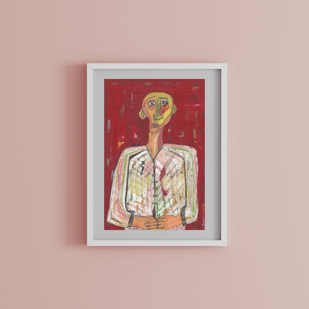 Posters, Prints, & Visual Artwork Vibrant Figurative Expressionism Artwork: "Red"