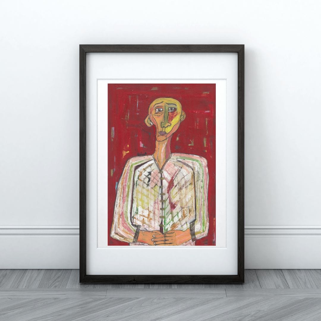 Posters, Prints, & Visual Artwork Vibrant Figurative Expressionism Artwork: "Red"