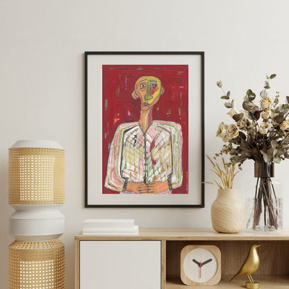 Posters, Prints, & Visual Artwork Vibrant Figurative Expressionism Artwork: "Red"