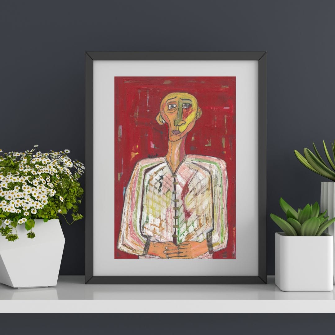 Posters, Prints, & Visual Artwork Vibrant Figurative Expressionism Artwork: "Red"