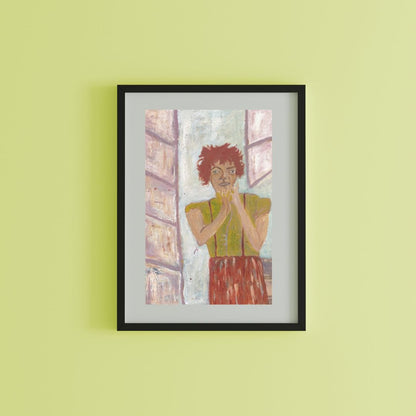 Posters, Prints, & Visual Artwork Vibrant Red Hair Expressionist Wall Art: "Virginia"