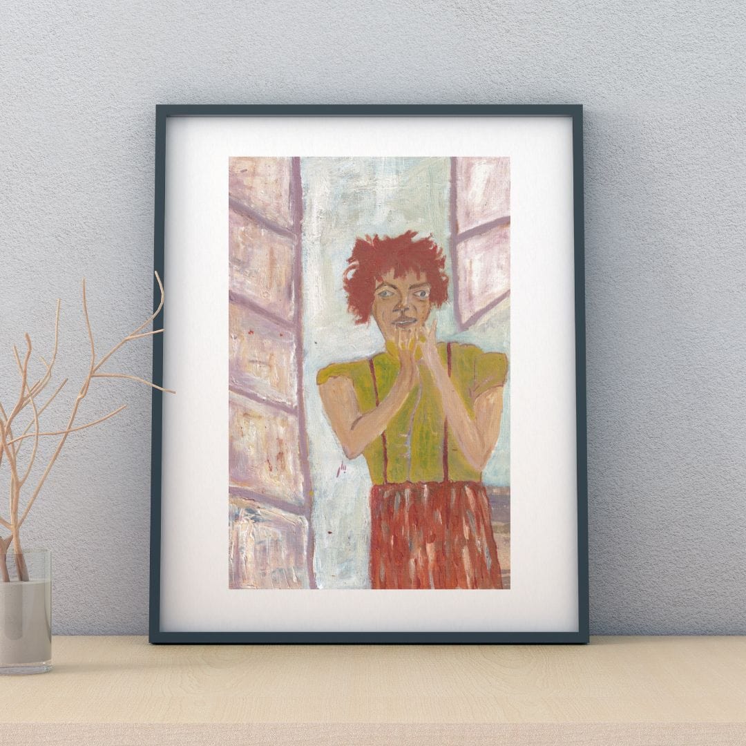 Posters, Prints, & Visual Artwork Vibrant Red Hair Expressionist Wall Art: "Virginia"