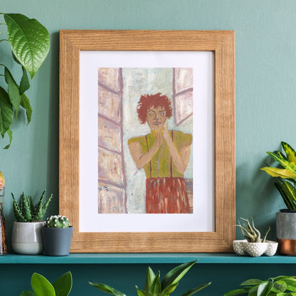 Posters, Prints, & Visual Artwork Vibrant Red Hair Expressionist Wall Art: "Virginia"