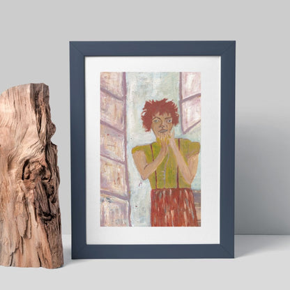 Posters, Prints, & Visual Artwork Vibrant Red Hair Expressionist Wall Art: "Virginia"