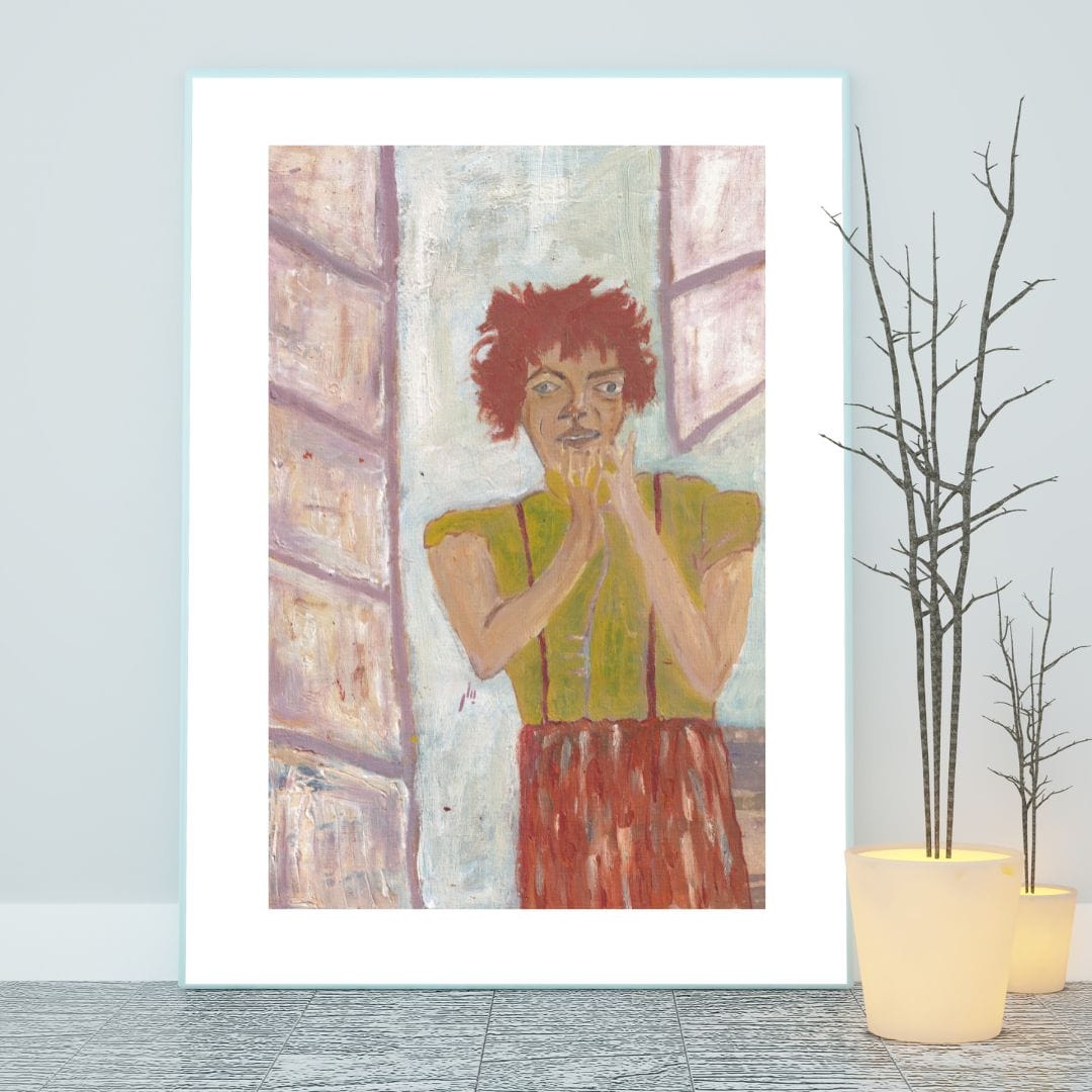 Posters, Prints, & Visual Artwork Vibrant Red Hair Expressionist Wall Art: "Virginia"