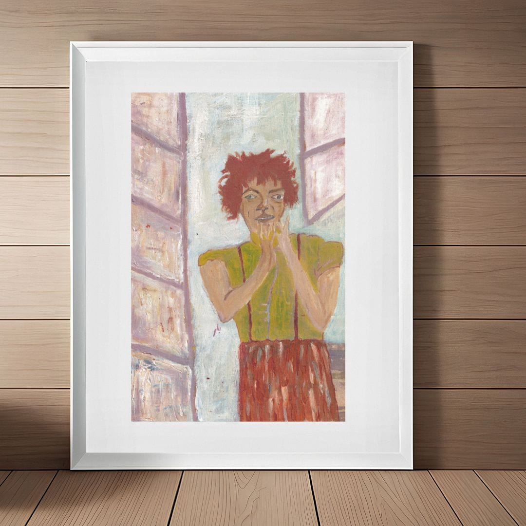 Posters, Prints, & Visual Artwork Vibrant Red Hair Expressionist Wall Art: "Virginia"