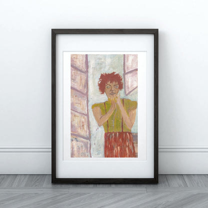 Posters, Prints, & Visual Artwork Vibrant Red Hair Expressionist Wall Art: "Virginia"