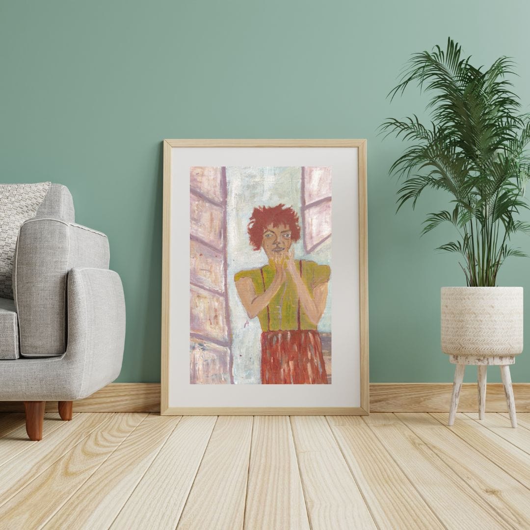 Posters, Prints, & Visual Artwork Vibrant Red Hair Expressionist Wall Art: "Virginia"