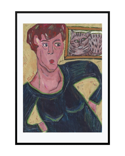 Posters, Prints, & Visual Artwork Woman and Her Cat Art - The Cat's Frame of Mind
