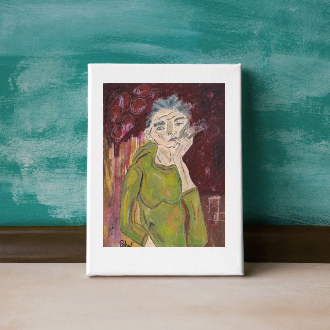 Posters, Prints, & Visual Artwork Woman With Cigarette Painting: "One Last Cigarette"