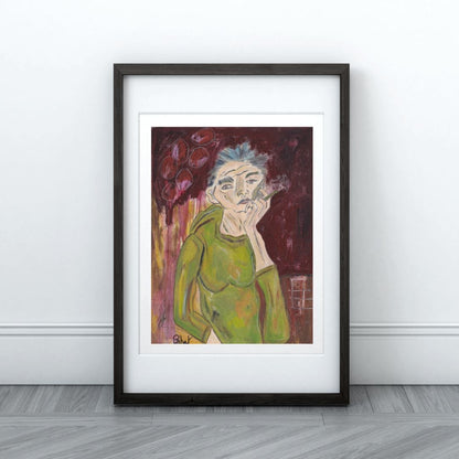 Posters, Prints, & Visual Artwork Woman With Cigarette Painting: "One Last Cigarette"