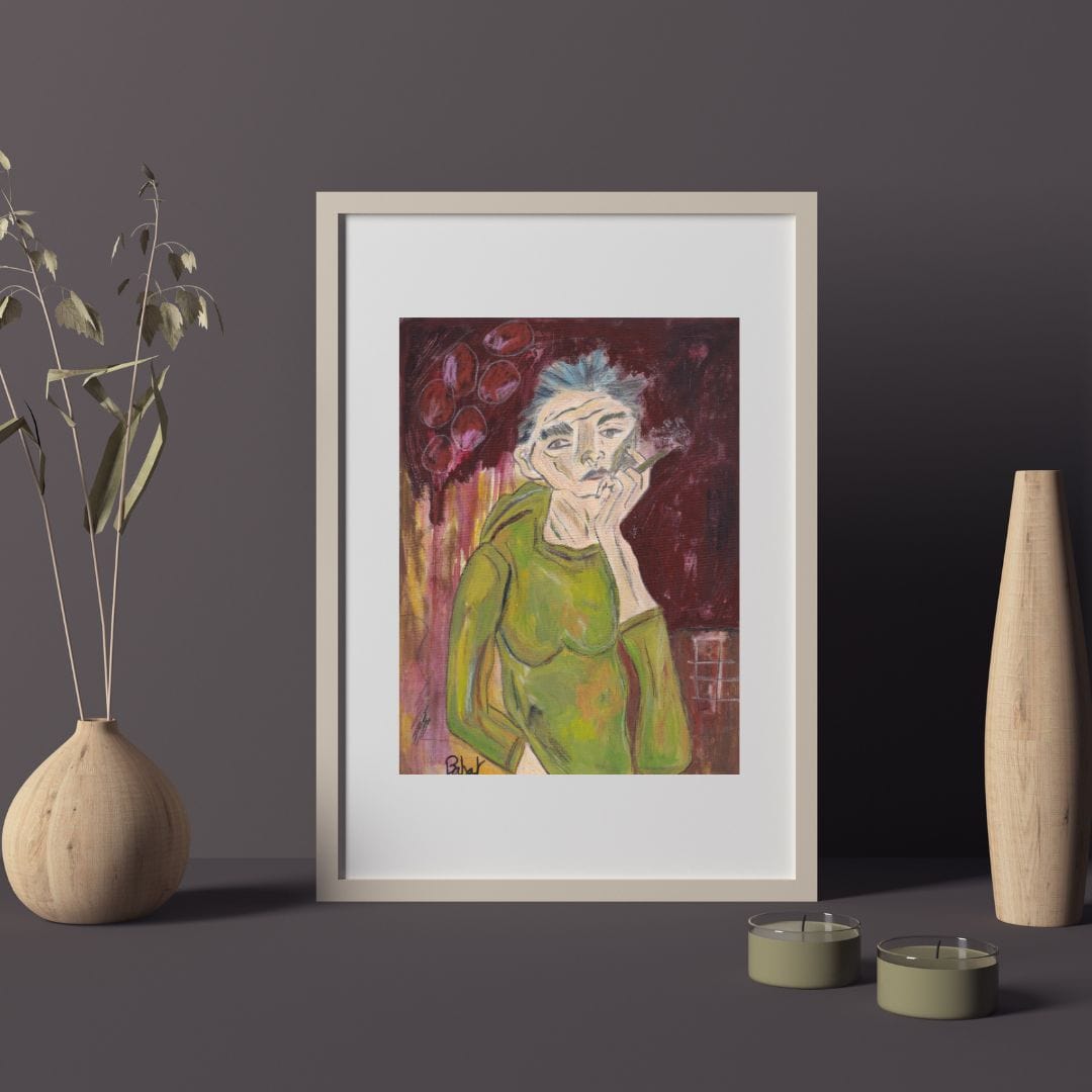 Posters, Prints, & Visual Artwork Woman With Cigarette Painting: "One Last Cigarette"