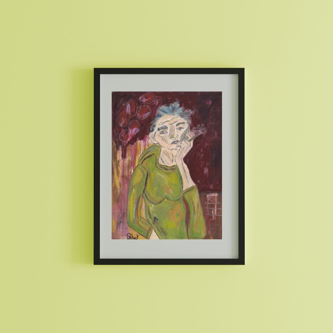 Posters, Prints, & Visual Artwork Woman With Cigarette Painting: "One Last Cigarette"