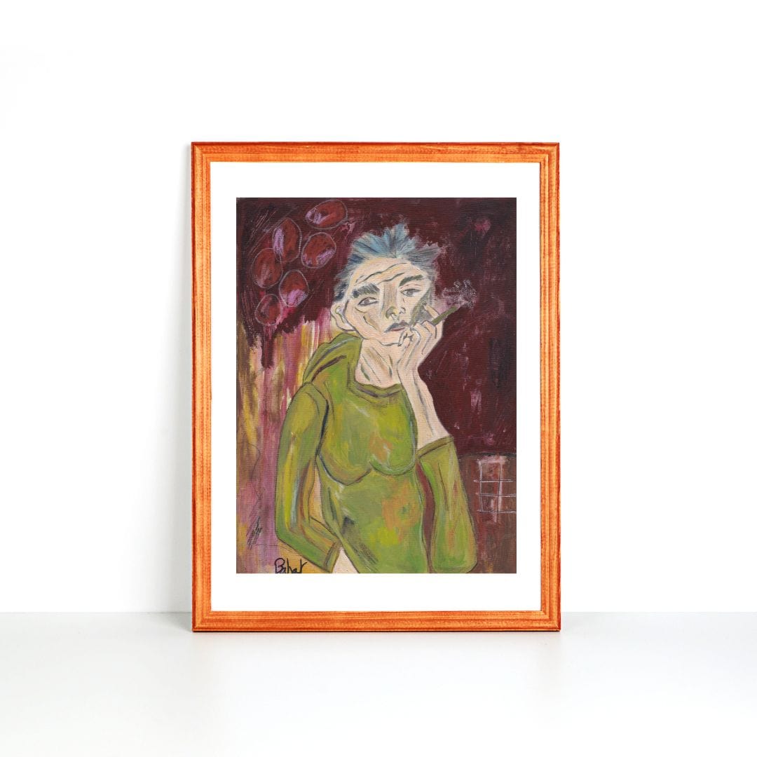 Posters, Prints, & Visual Artwork Woman With Cigarette Painting: "One Last Cigarette"