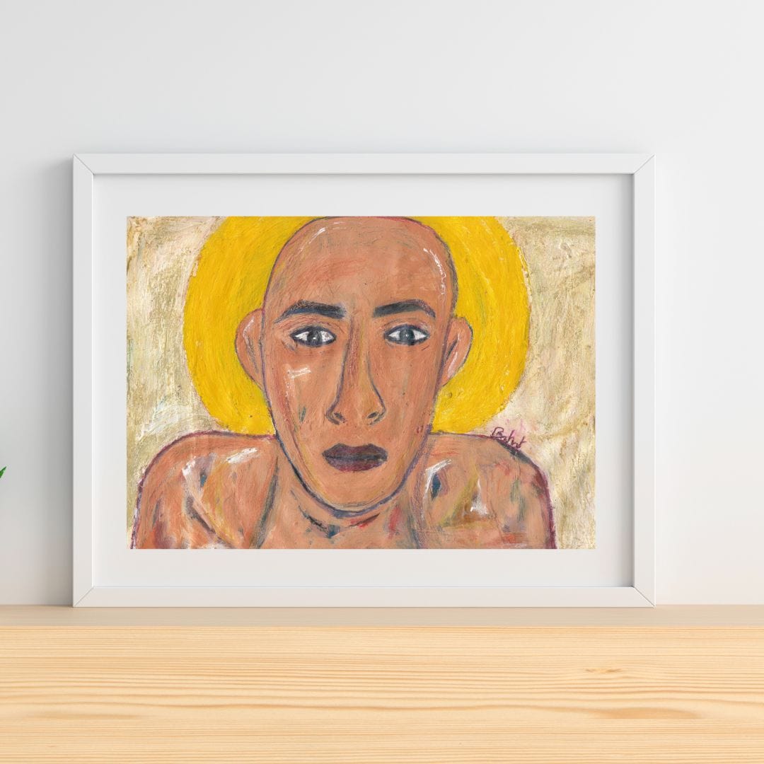 Posters, Prints, & Visual Artwork Yellow Halo Expressionist Portrait: "Sunny Boy"