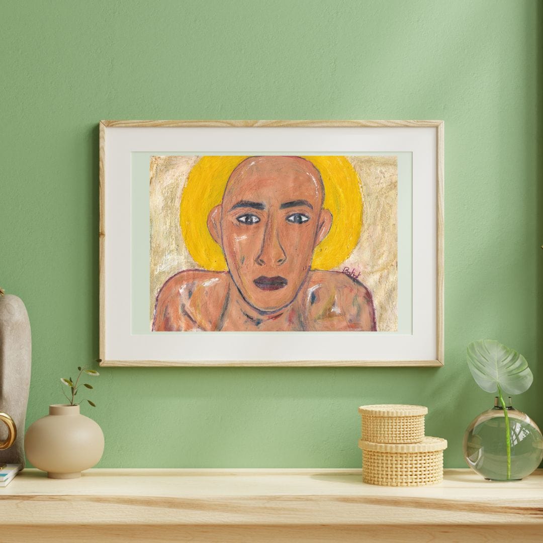 Posters, Prints, & Visual Artwork Yellow Halo Expressionist Portrait: "Sunny Boy"