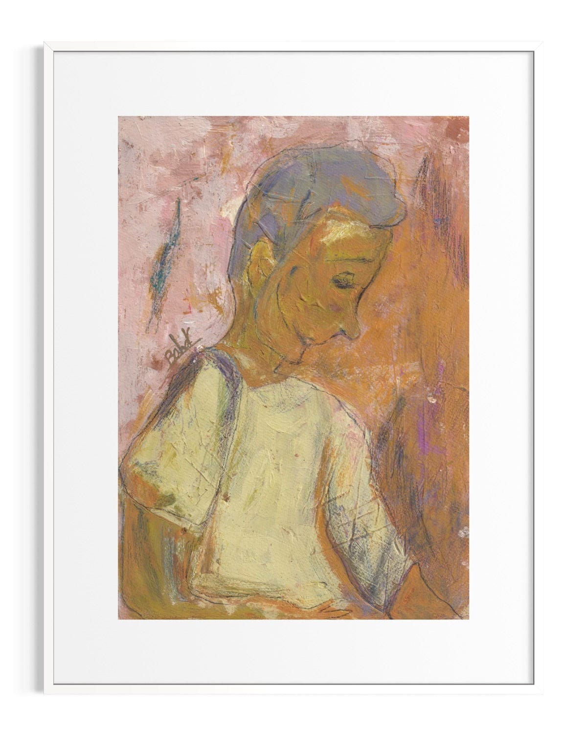 Artistic depiction of a person with a textured background